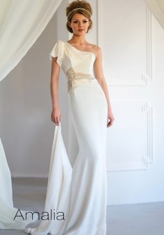 Свадебное платье Амалия-B41763. С прямой юбкой, длинное со шлейфом.