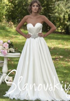 Свадебное платье S41812. А-силуэт, длинное со шлейфом.